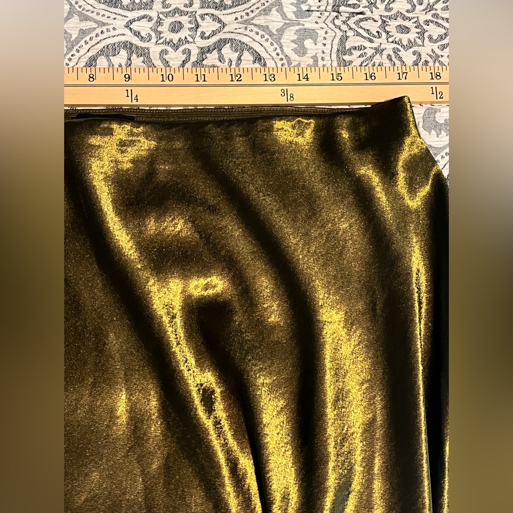 Calligraphie Satin Midi Skirt Olive Green XL - Picture 4 of 8